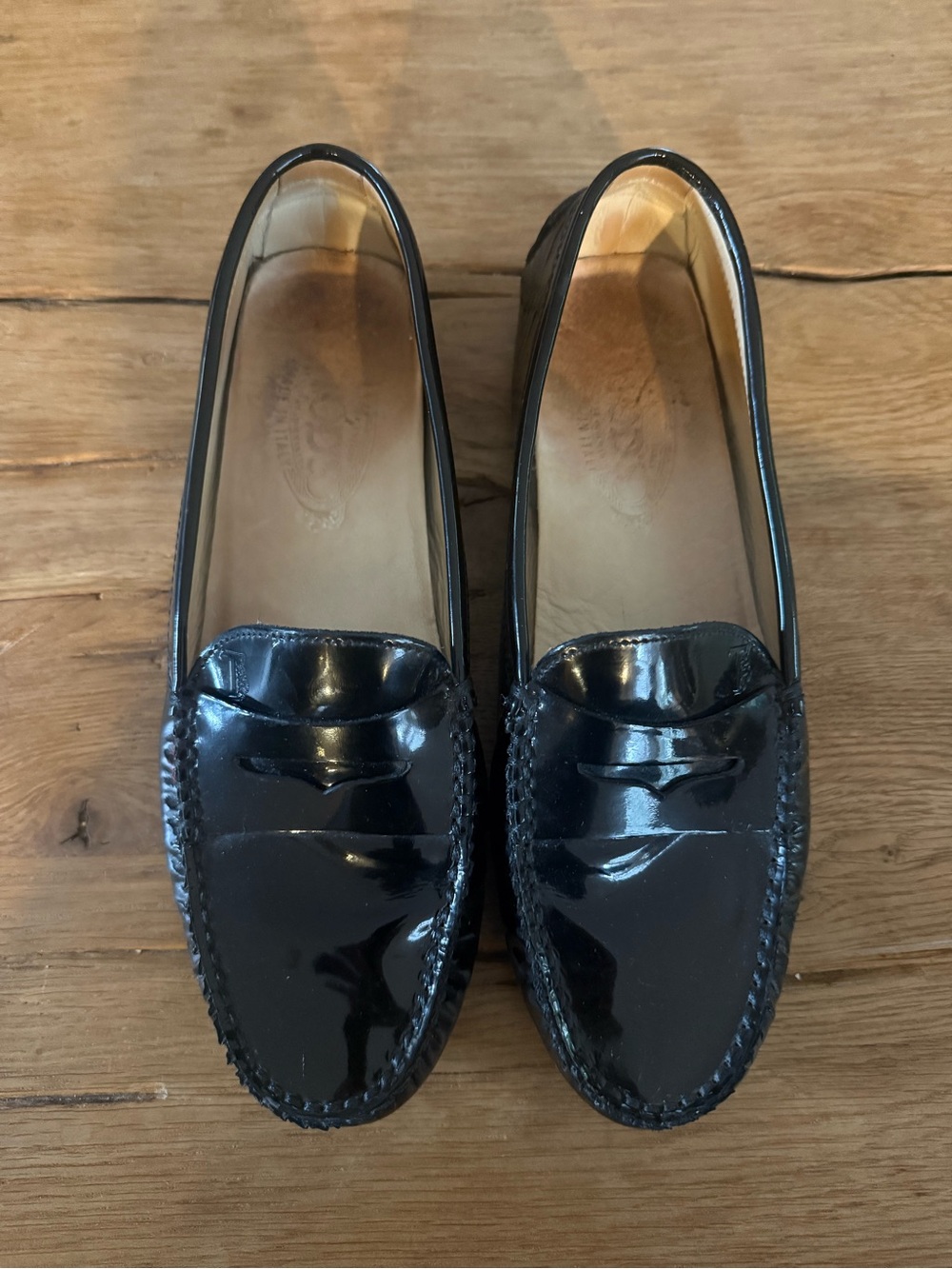 Tod’s Black Patent Leather Penny Loafers Driving Shoes Size 9B